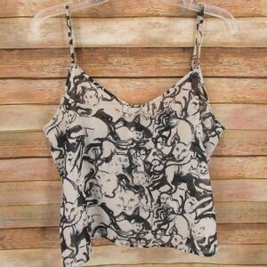 Chiffon Black/White Morris Charney Cat  Print Tank Women's M